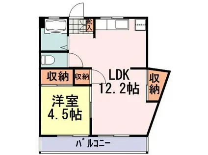 みどりマンション(1LDK/1階)の間取り写真