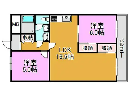 長田センタービル(2LDK/7階)の間取り写真