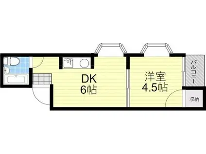 マリンハイツI(1DK/2階)の間取り写真