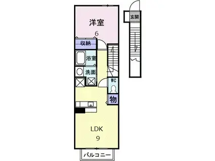 昴 弐番館(1LDK/2階)の間取り写真