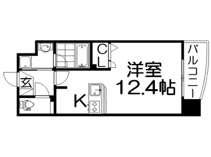 京阪本線 枚方市駅 徒歩7分 8階建 築18年(ワンルーム/4階)の間取り写真