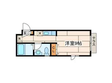 プレミール瀬田II(ワンルーム/1階)の間取り写真