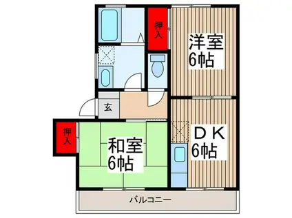 ボン・メゾン石塚(2DK/2階)の間取り写真