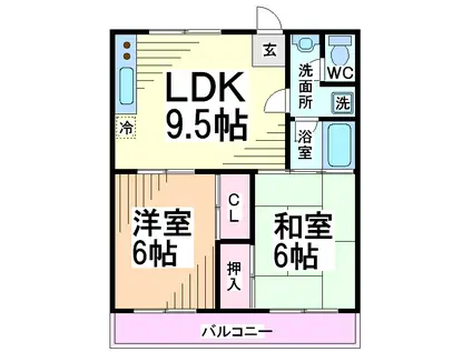 ロイヤルハイツ三鷹台(2LDK/2階)の間取り写真