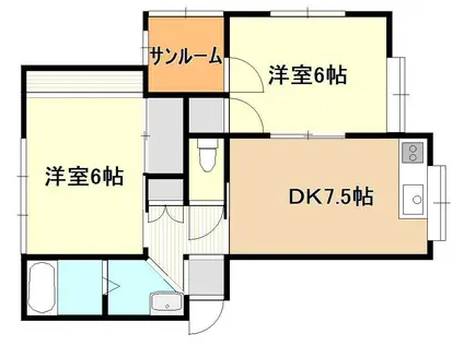 パークアベニューI(2DK/1階)の間取り写真