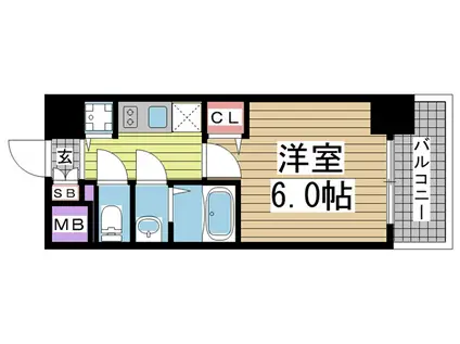 ファステート神戸アモーレ(1K/11階)の間取り写真