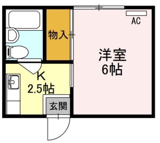 福島ハイツ(1K/1階)の間取り写真