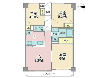 ナイスアーバン井土ヶ谷弐番館(3LDK/1階)の間取り写真