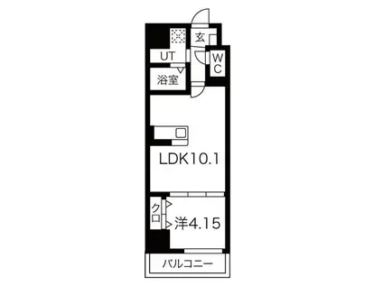 フリーダムレジデンス堺(1LDK/9階)の間取り写真