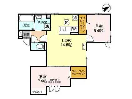 OESTE CASA(2LDK/1階)の間取り写真