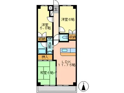 アクロプレステージI(3LDK/6階)の間取り写真