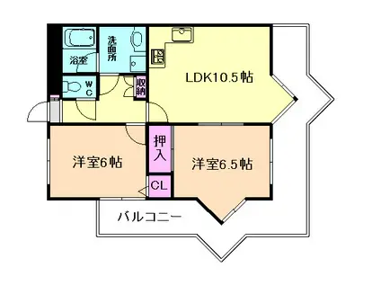 ジオナ塚本(2LDK/6階)の間取り写真