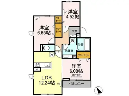 PROUD I棟(3LDK/2階)の間取り写真