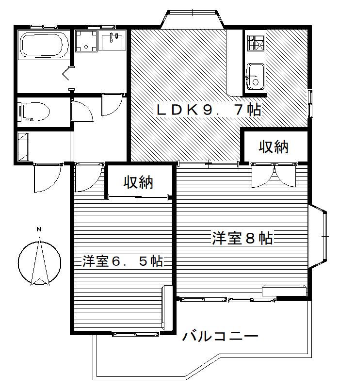 ピュアハイツ(2LDK/2階)の間取り写真