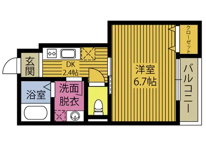 ONE EIGHT市浜(1K/1階)の間取り写真