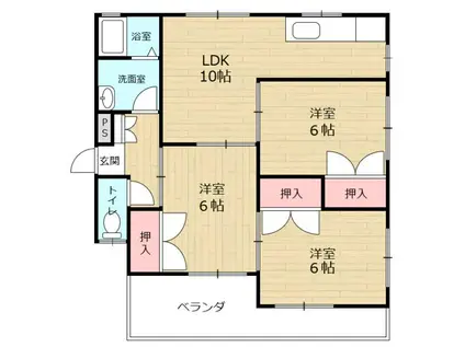 リベルタ山本 C棟(3LDK/2階)の間取り写真