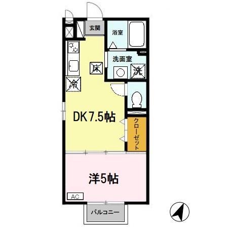 サン・ボナール(1DK/1階)の間取り写真