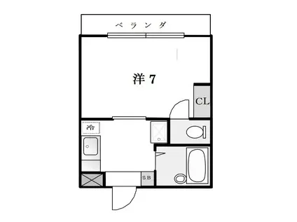 村上マンション(ワンルーム/1階)の間取り写真