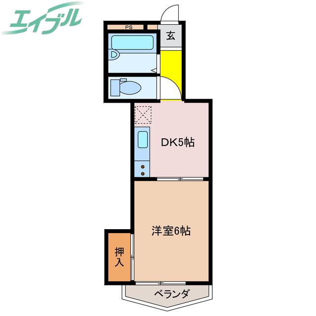 メゾン安島(1DK/3階)の間取り写真