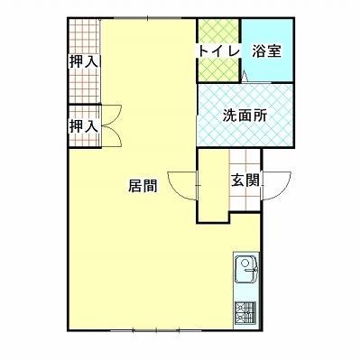 サンライズⅡ(ワンルーム/1階)の間取り写真