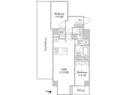 ルミーク千歳船橋(2LDK/4階)の間取り写真