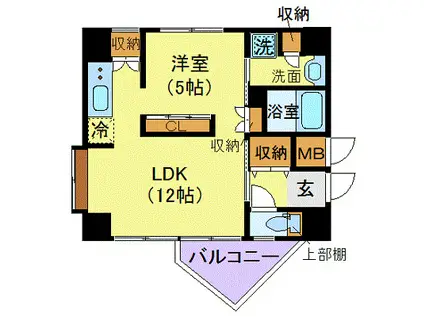 サンフレア日出町(1LDK/6階)の間取り写真