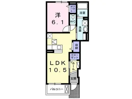メゾン ド さちA(1LDK/1階)の間取り写真