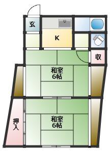 サクライアパート(2K/1階)の間取り写真
