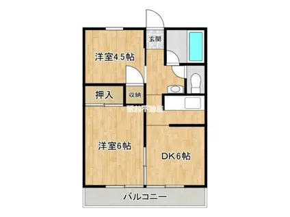 シティハイム三重(2DK/1階)の間取り写真