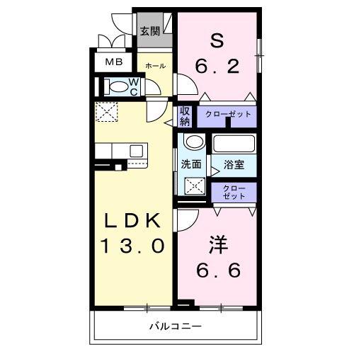 グロブナーコート丹波口(1SLDK/2階)の間取り写真