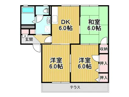 グランドメゾン(3DK/1階)の間取り写真