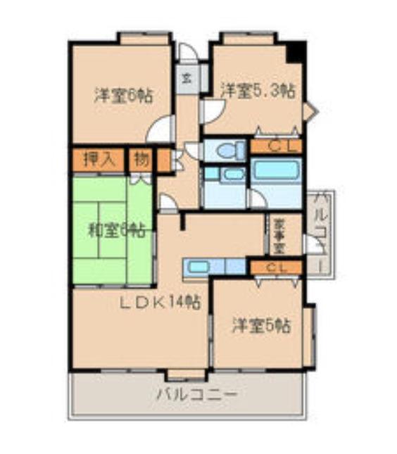 エバーライフネアシティ久留米壱番館(4LDK/14階)の間取り写真