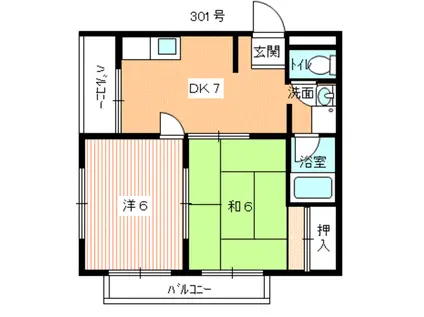 けやき館EGE(2DK/3階)の間取り写真
