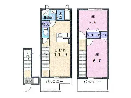 ユニメゾン・翔隆弐番館(2LDK/2階)の間取り写真