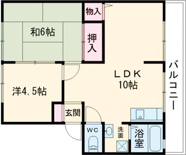 フローラ東坂(2LDK/2階)の間取り写真