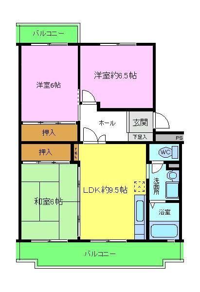 パークマンション(3DK/2階)の間取り写真