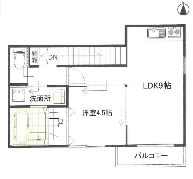 ソレイユビセレクト法蓮町II(1LDK/2階)の間取り写真