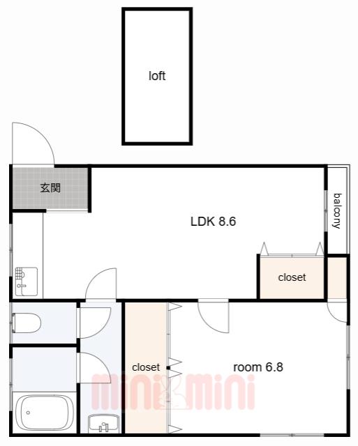 平和マンション(1LDK/4階)の間取り写真