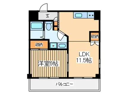 ワガビル(1LDK/2階)の間取り写真