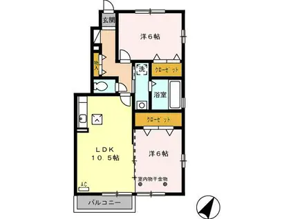 ウィンクルムA(2LDK/1階)の間取り写真