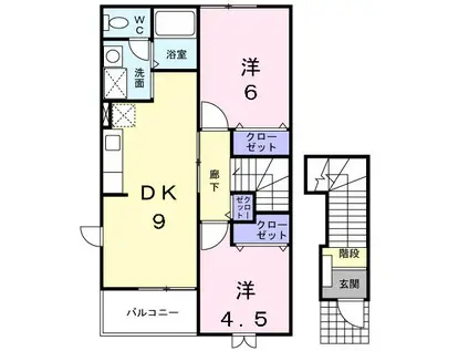 ロワール(2DK/2階)の間取り写真