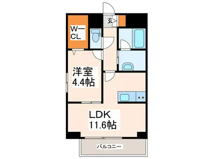 ドルチェ新町(1LDK/9階)の間取り写真