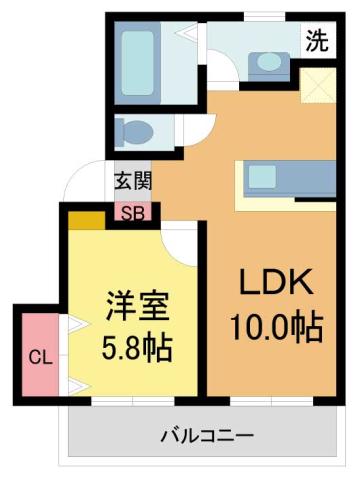 ハイツ77(1LDK/2階)の間取り写真