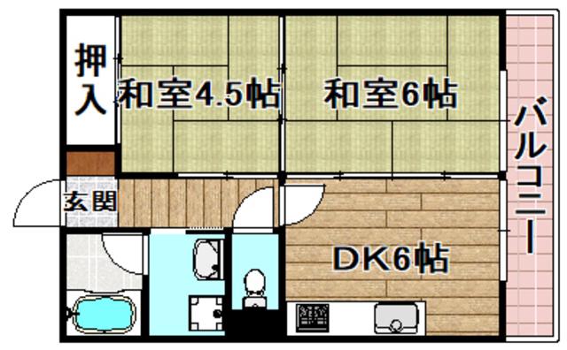 ファゼンダ宮野(2DK/2階)の間取り写真