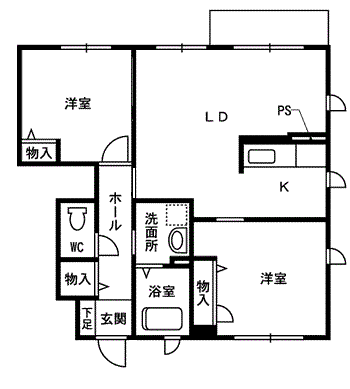 シャーメゾン百々 D棟(2LDK/1階)の間取り写真