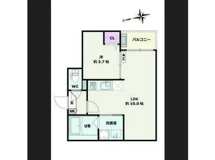 JACK FUNAMACHI II(1LDK/3階)の間取り写真