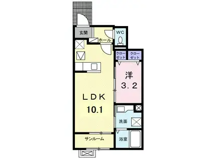 パークサイド メゾン(1LDK/1階)の間取り写真