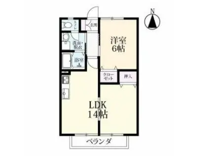 ロッジ久保田 A棟(1LDK/2階)の間取り写真