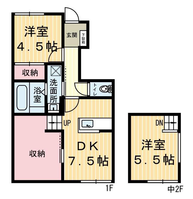 ラヴィーヌ中丸(1SLDK/1階)の間取り写真