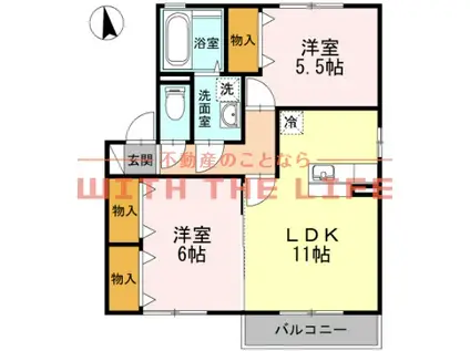 クレセントコート(2LDK/2階)の間取り写真
